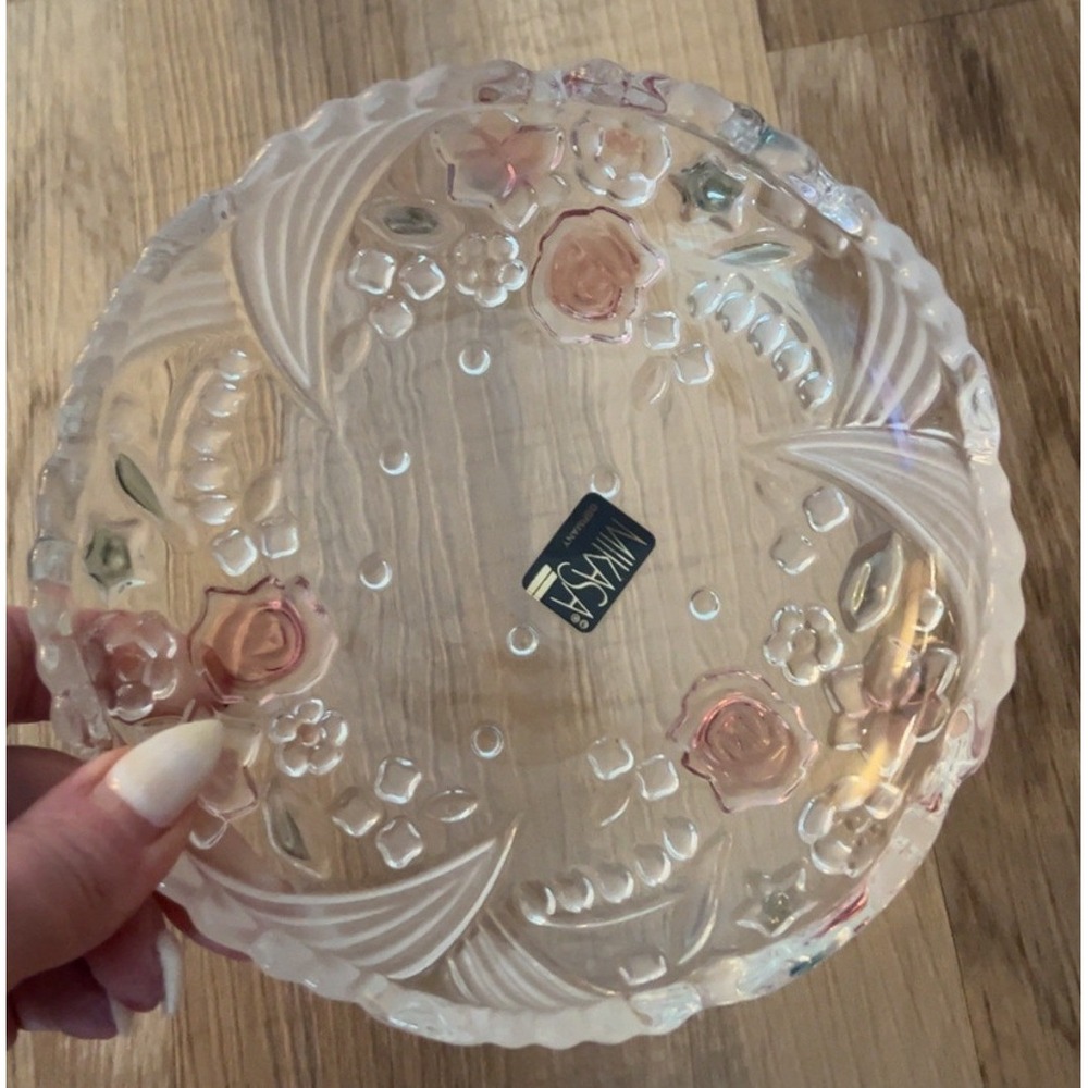 Set of 4 Vintage Mikasa pink floral cake plates - excellent condition - Picture 2 of 13